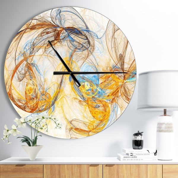 Designart 'Billowing Smoke Yellow' Oversized Modern Wall CLock