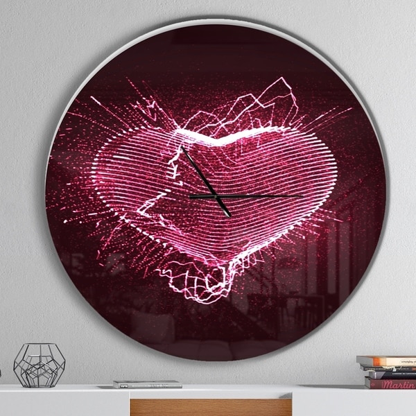 Designart 'Happy Valentine's Day' Oversized Modern Wall CLock