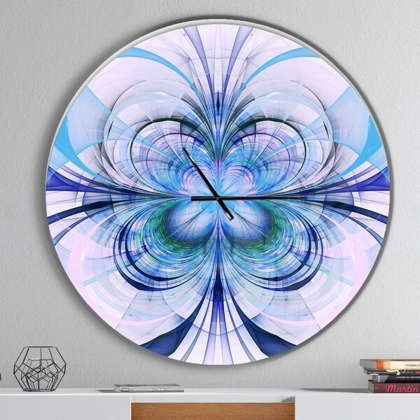 Designart 'Turquoise Fractal Flower Pattern' Oversized Modern Wall CLock