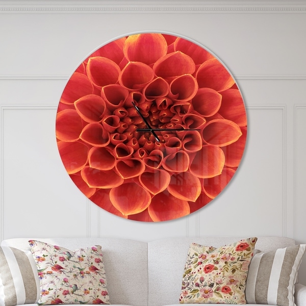 Designart 'Brown Flower with Dense Petals' Oversized Modern Wall CLock