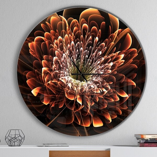 Designart 'Brown Fractal Flower' Oversized Modern Wall CLock