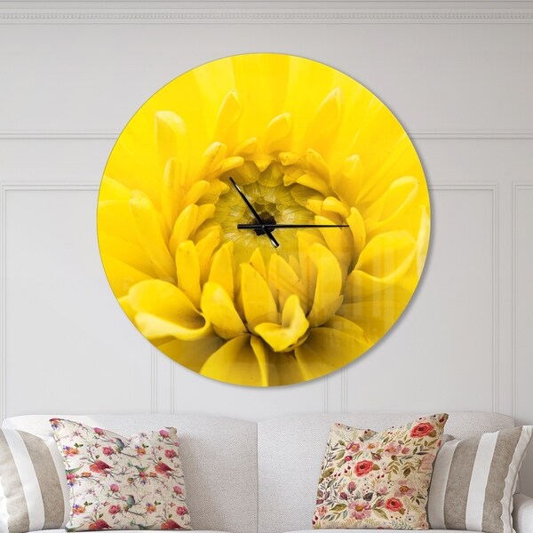 Designart 'Yellow Chrysanthemum Gold Flower' Oversized Traditional Wall CLock