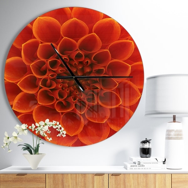 Designart 'Large Dark Yellow Flower and Petals' Oversized Floral Wall CLock