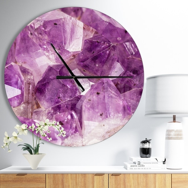 Designart 'Purple Amethyst Macro' Oversized Modern Wall CLock