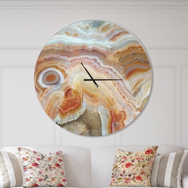 Designart 'Strips and Ovals on Agate' Oversized Modern Wall CLock
