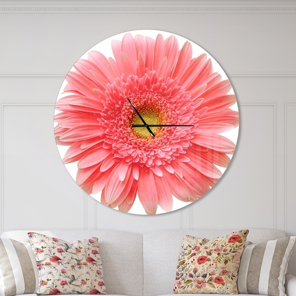 Designart 'Single Daisy on White Background' Oversized Floral Wall CLock