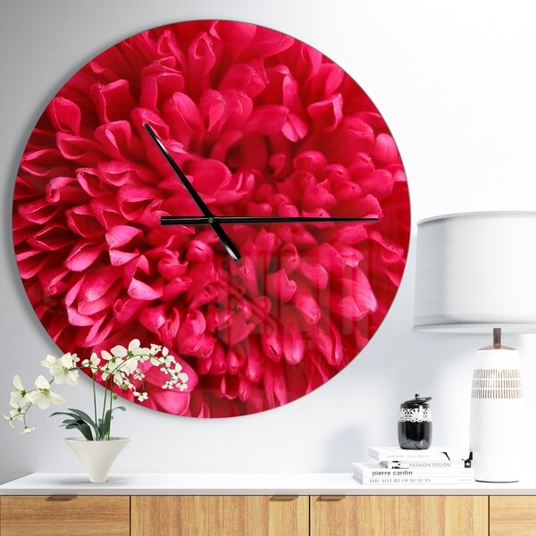 Designart 'Pink Aster Flower Petals Close up' Oversized Traditional Wall CLock
