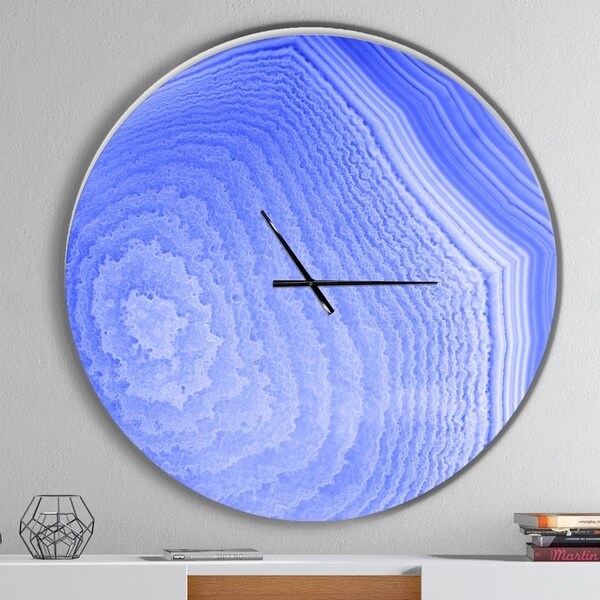 Designart 'Dark Blue Agate Structure' Oversized Modern Wall CLock