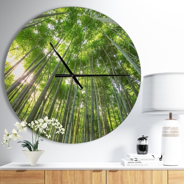Designart 'Peaks of Bamboo in Kyoto Forest' Oversized Forest Wall CLock