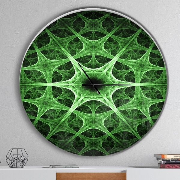 Designart 'Abstract green thorn flower' Oversized Modern Wall CLock