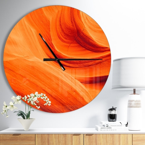 Designart 'Orange Upper Antelope Canyon' Oversized Modern Wall CLock. Opens flyout.