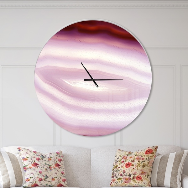 Designart 'Pink Agate Geode Geological Crystals' Oversized Modern Wall CLock. Opens flyout.