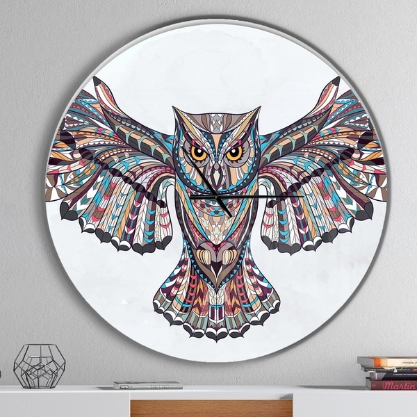 Designart 'Owl on the Grudge' Oversized Children's Art Wall CLock