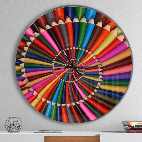 Designart 'Rainbow Pencil Spiral' Oversized Contemporary Wall CLock