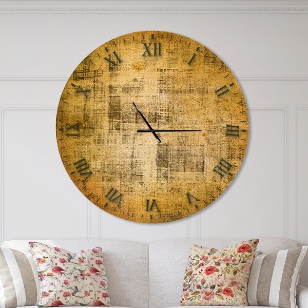 Designart 'Antique face on Parchment' Oversized Rustic Wall CLock