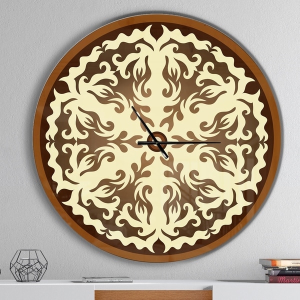 Designart 'Orienta Chocolate Mandala' Oversized Contemporary Wall CLock