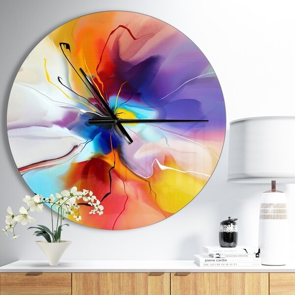 Designart 'Creative Flower in Multiple Colors' Oversized Modern Wall CLock