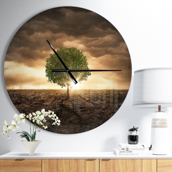 Designart 'Lonely Tree under Dramatic Sky' Oversized Traditional Wall CLock