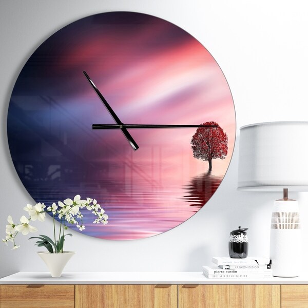 Designart 'Astonishing Lonely Tree with Birds' Oversized Landscapes Wall CLock