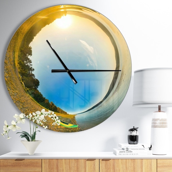 Designart 'Kayak in River Little Planet' Oversized Modern Wall CLock