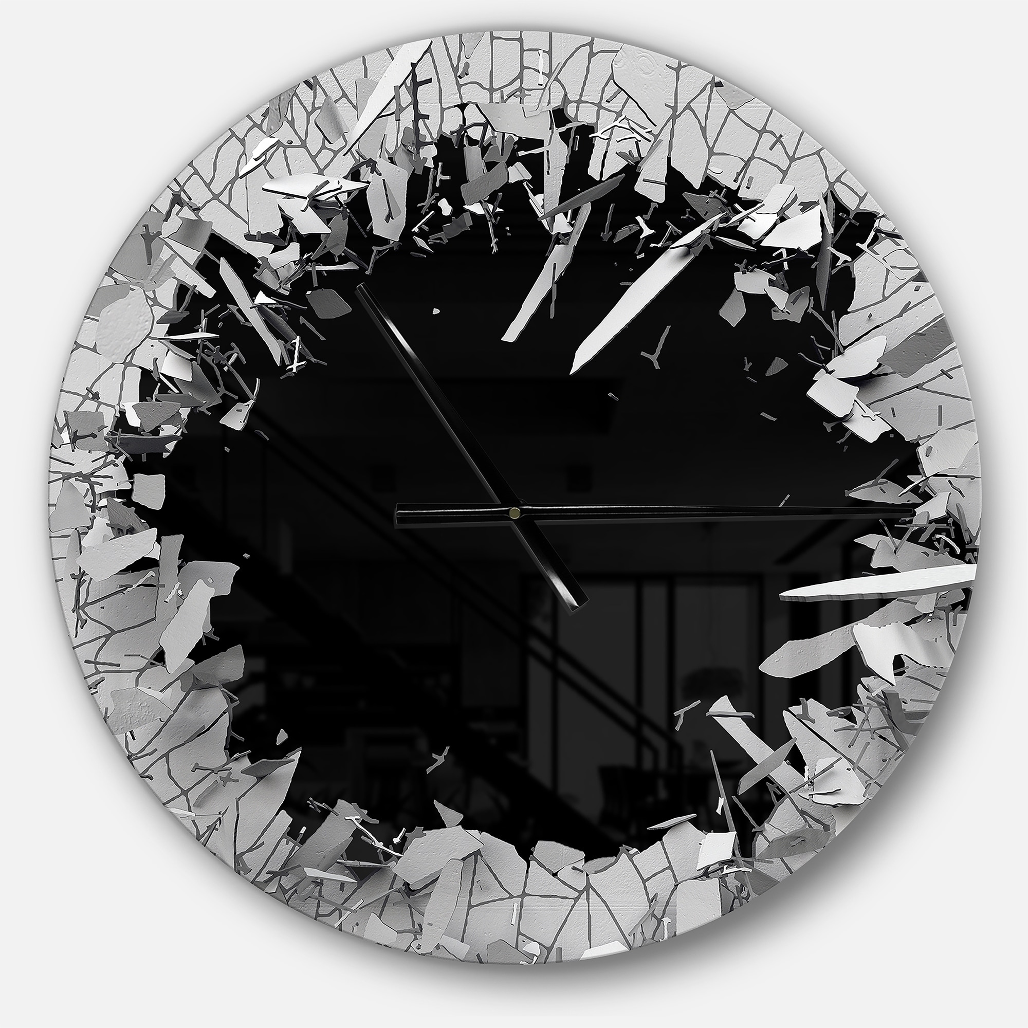 Strick Bolton Abstract Broken Wall 3d Design Metal Clock On Sale Overstock 23535022