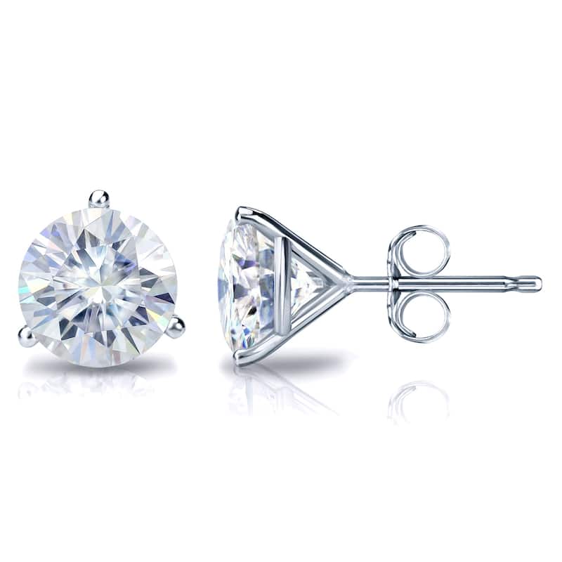 Auriya Platinum 4ctw Round Moissanite Stud Earrings Martini-set