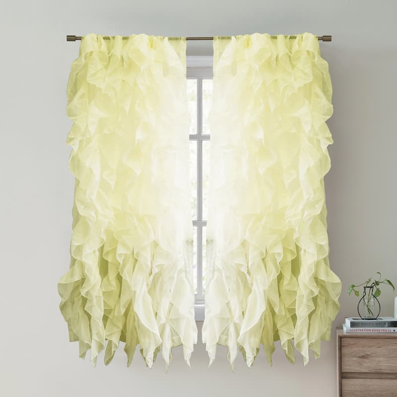 Sweet Home Collection Waterfall Ruffled 63 Inch Single Curtain Panel - 63"x50"