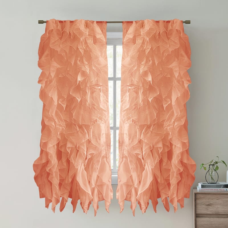 Sweet Home Collection Waterfall Ruffled 63 Inch Single Curtain Panel - 63"x50" - Spice