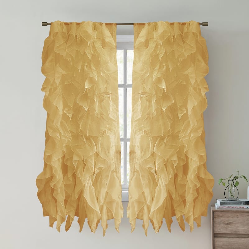 Sweet Home Collection Waterfall Ruffled 63 Inch Single Curtain Panel - 63"x50" - Camel