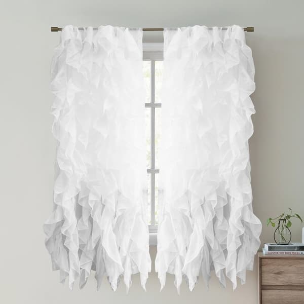 slide 2 of 13, Sweet Home Collection Waterfall Ruffled 63 Inch Single Curtain Panel - 63"x50"