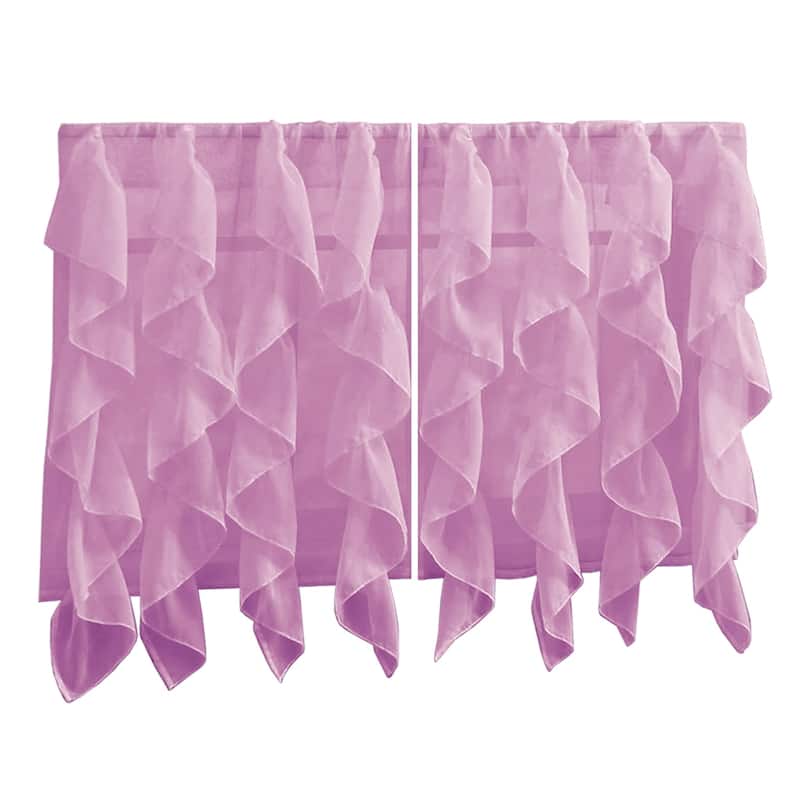 Sweet Home Collection Lavender Vertical Ruffled Waterfall Valance and Curtain Tiers