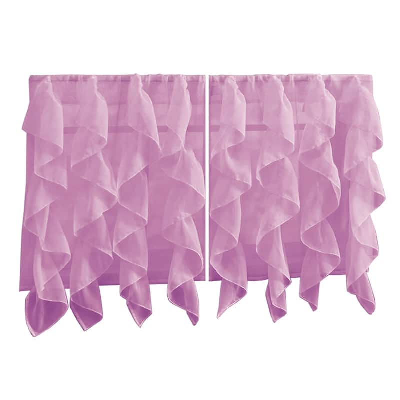 Sweet Home Collection Lavender Vertical Ruffled Waterfall Valance and Curtain Tiers