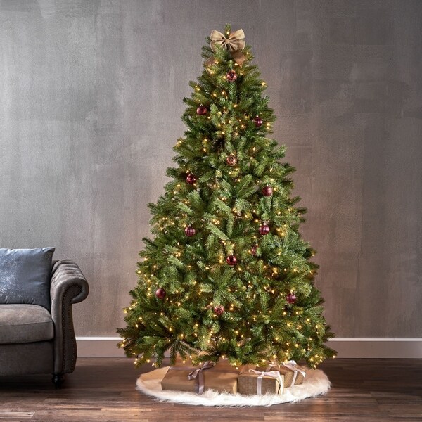 7-Foot Mixed Spruce Pre-Lit String Light or Unlit Hinged Artificial Christmas Tree by Christopher Knight Home