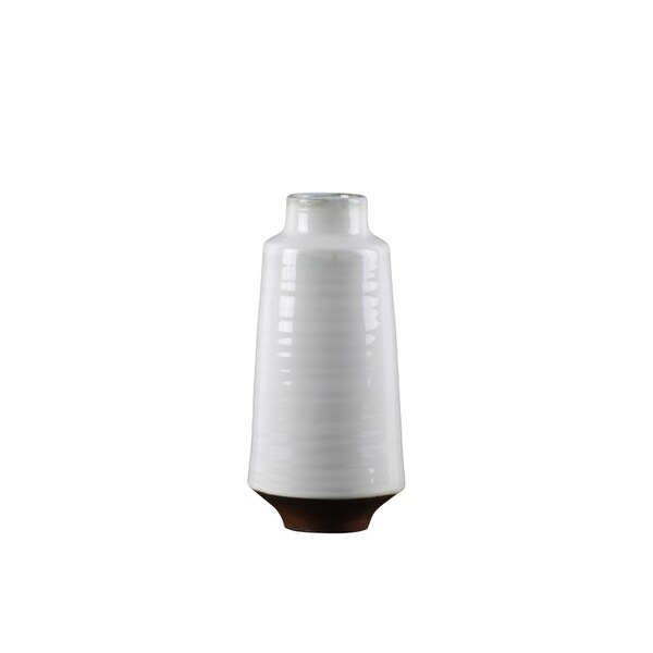 UTC59108: Ceramic Round Vase MD Shiny Finish White