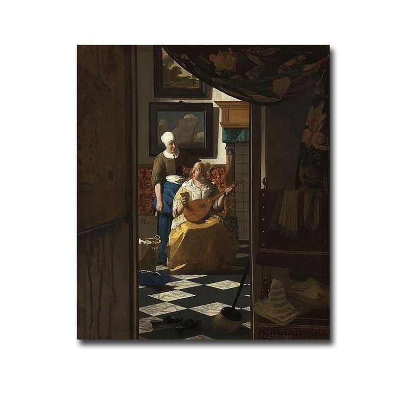 The Love Letter by Johannes Vermeer Gallery Wrapped Canvas Giclee Art (28 in x 24 in, Ready to Hang)