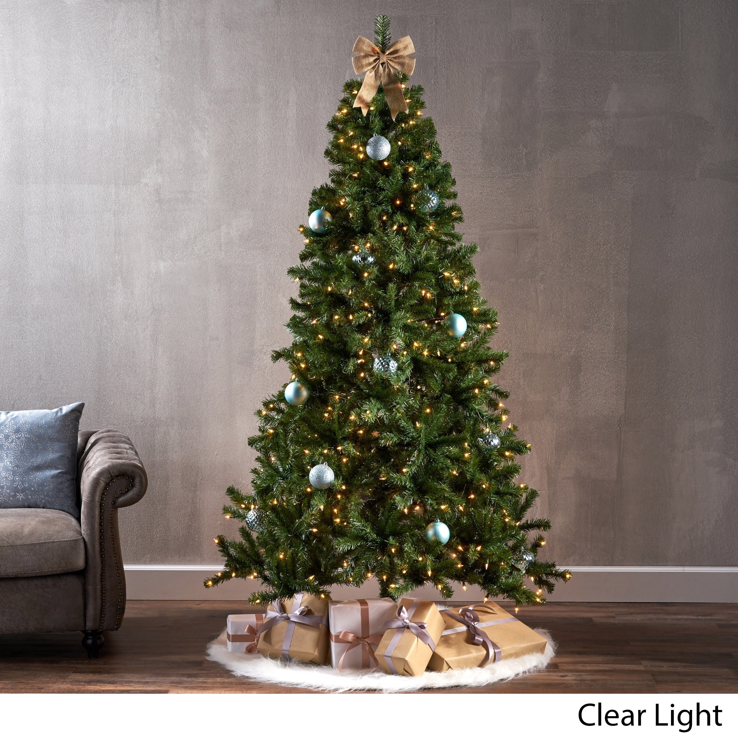 2 Ft Christmas Tree Noble Fir White Artificial Clear Lights Holiday Time Pre Lit