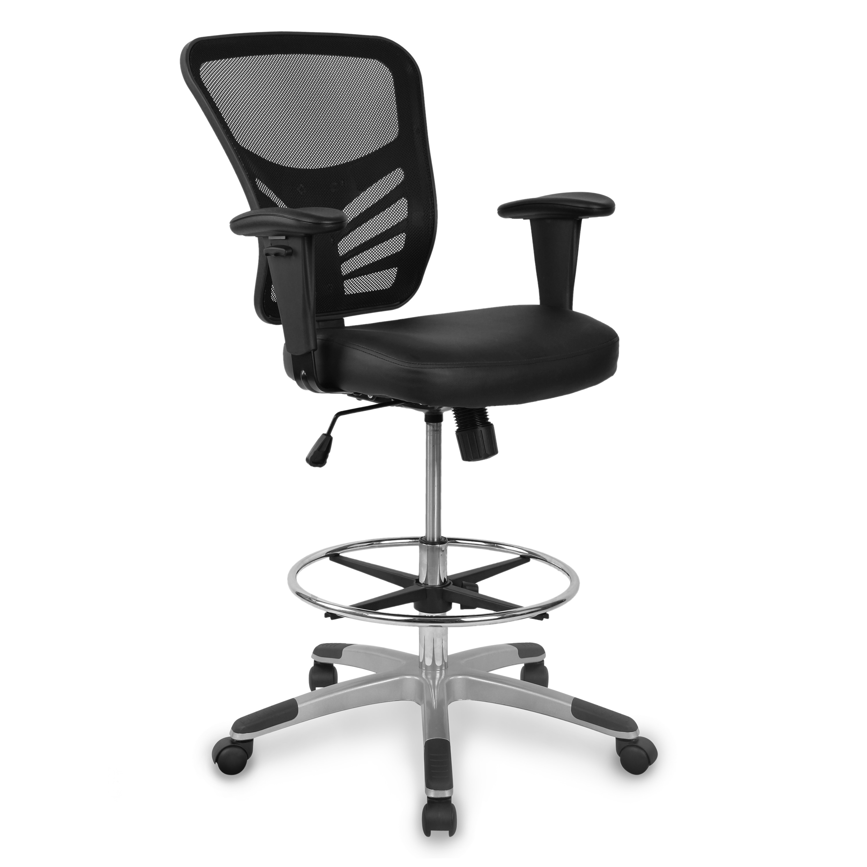 BLACK Ribbed Designer Office Reception Conference Chair Faux Leather New