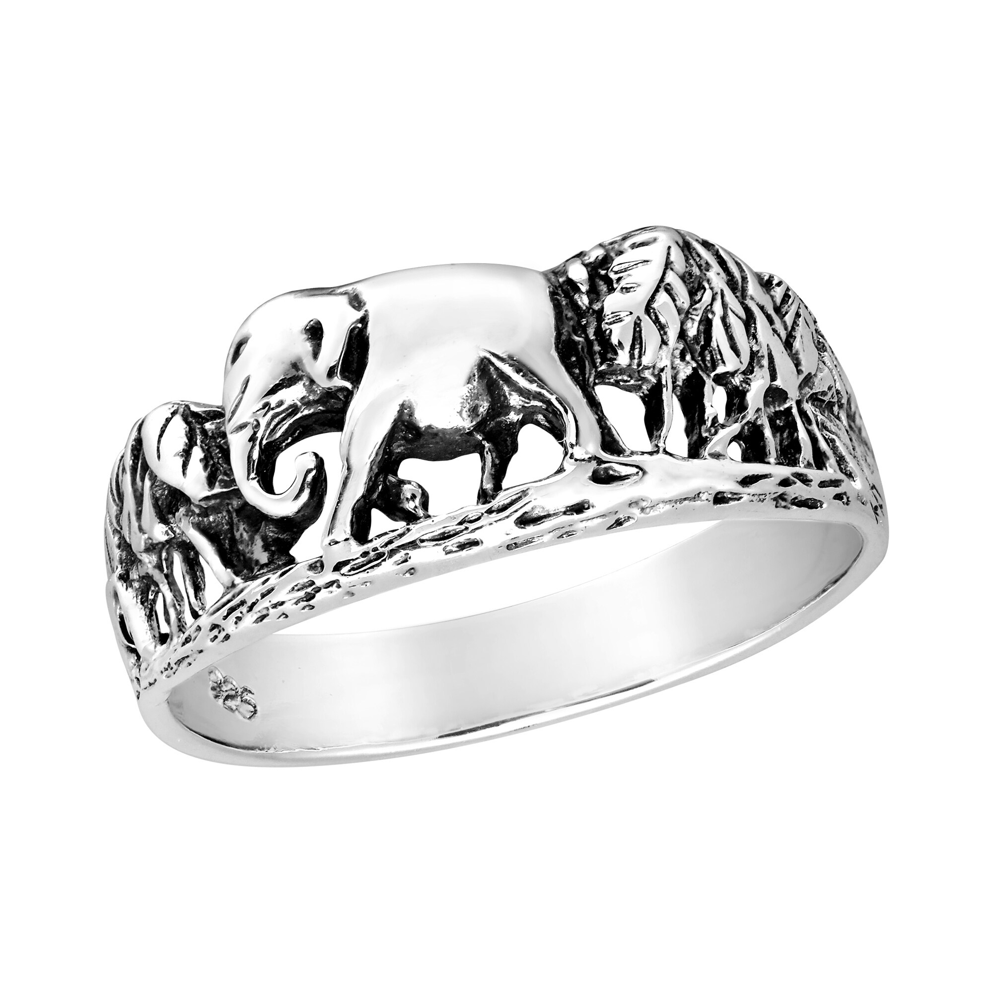 Daesar Sterling Silver Rings Wedding Bands for Women Hollow Round Silver Blue