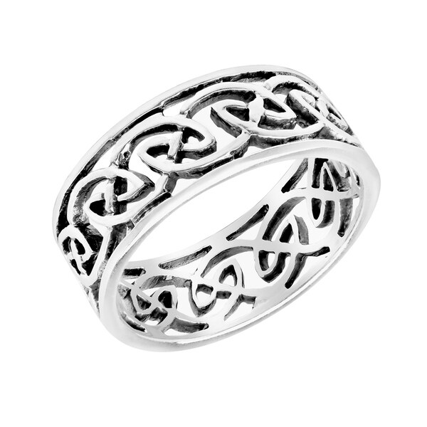 Sterling Silver 925 7mm Antiqued Celtic Braid Band Ring