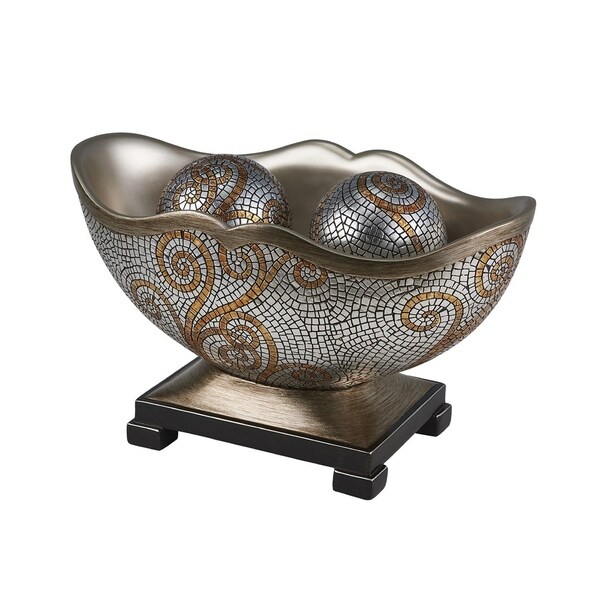 SINTECHNO SK-4286B Elegant Golden Mosaic Decorative Bowl with Spheres