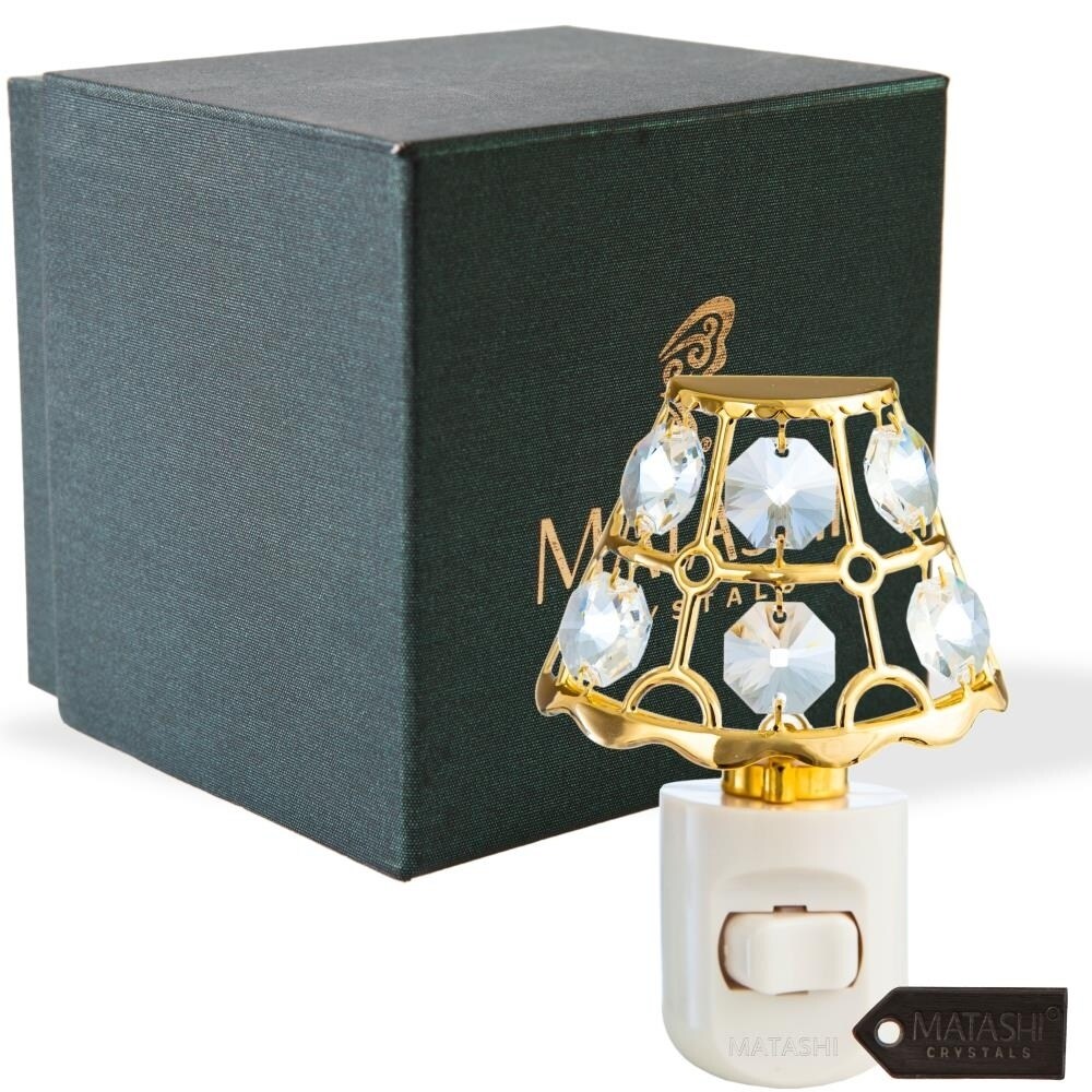 24k Goldplated Crystal Studded Lamp Shade Nightlight White Led Matashi Today