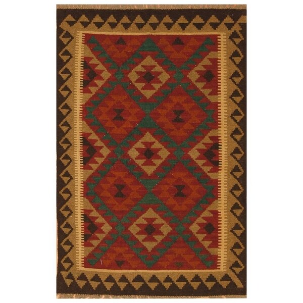 Handmade Mimana Wool Kilim (Afghanistan) - 3'2 x 5'