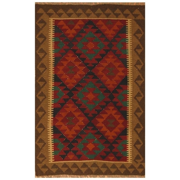 Handmade Mimana Wool Kilim (Afghanistan) - 3'2 x 4'11