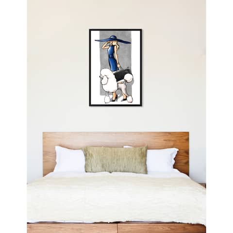Oliver Gal 'Glam on a Stroll Blue' Dogs and Puppies Framed Art Print