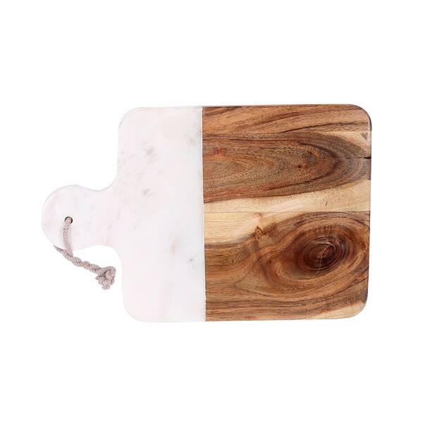 Shop White Marble Stone With Acacia Wood Chopping Board Free
