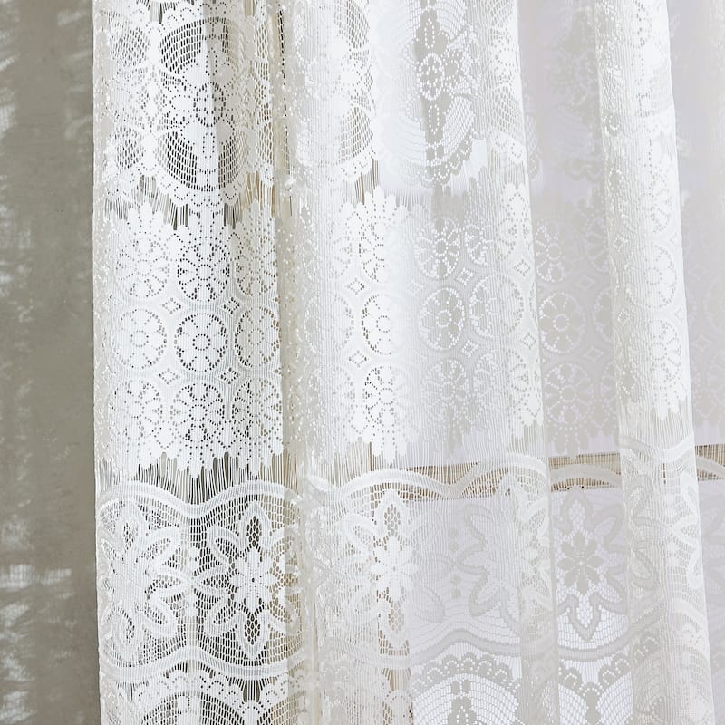 Boho Lace Sheer Poletop Single Curtain Panel