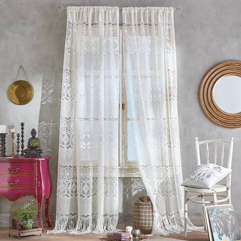 Boho Lace Sheer Poletop Single Curtain Panel
