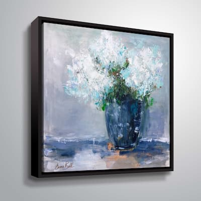 ArtWall Blue hydrangeas Gallery Wrapped Floater-framed Canvas