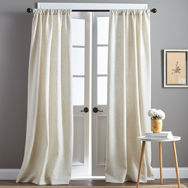 Positano Textured Natural Poletop Single Curtain Panel