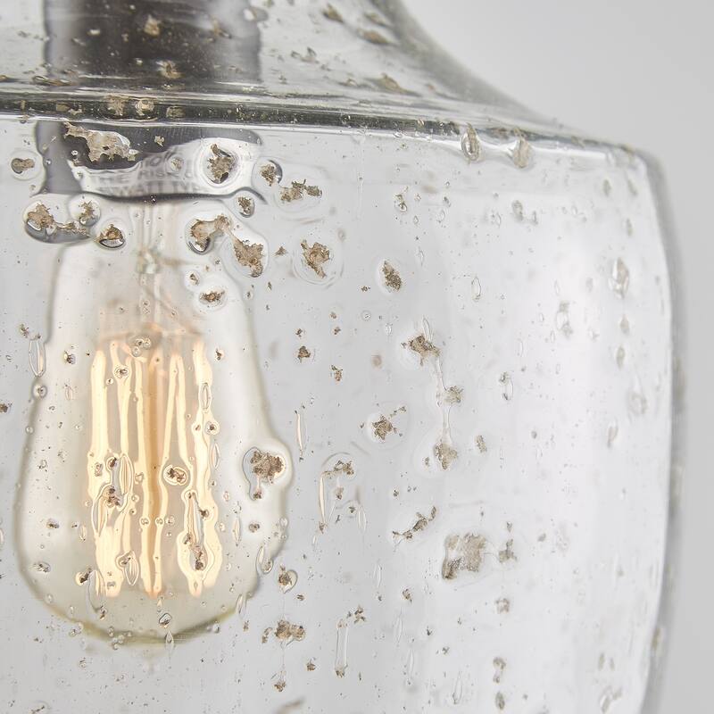Transitional 1-light Pewter Glass Pendant